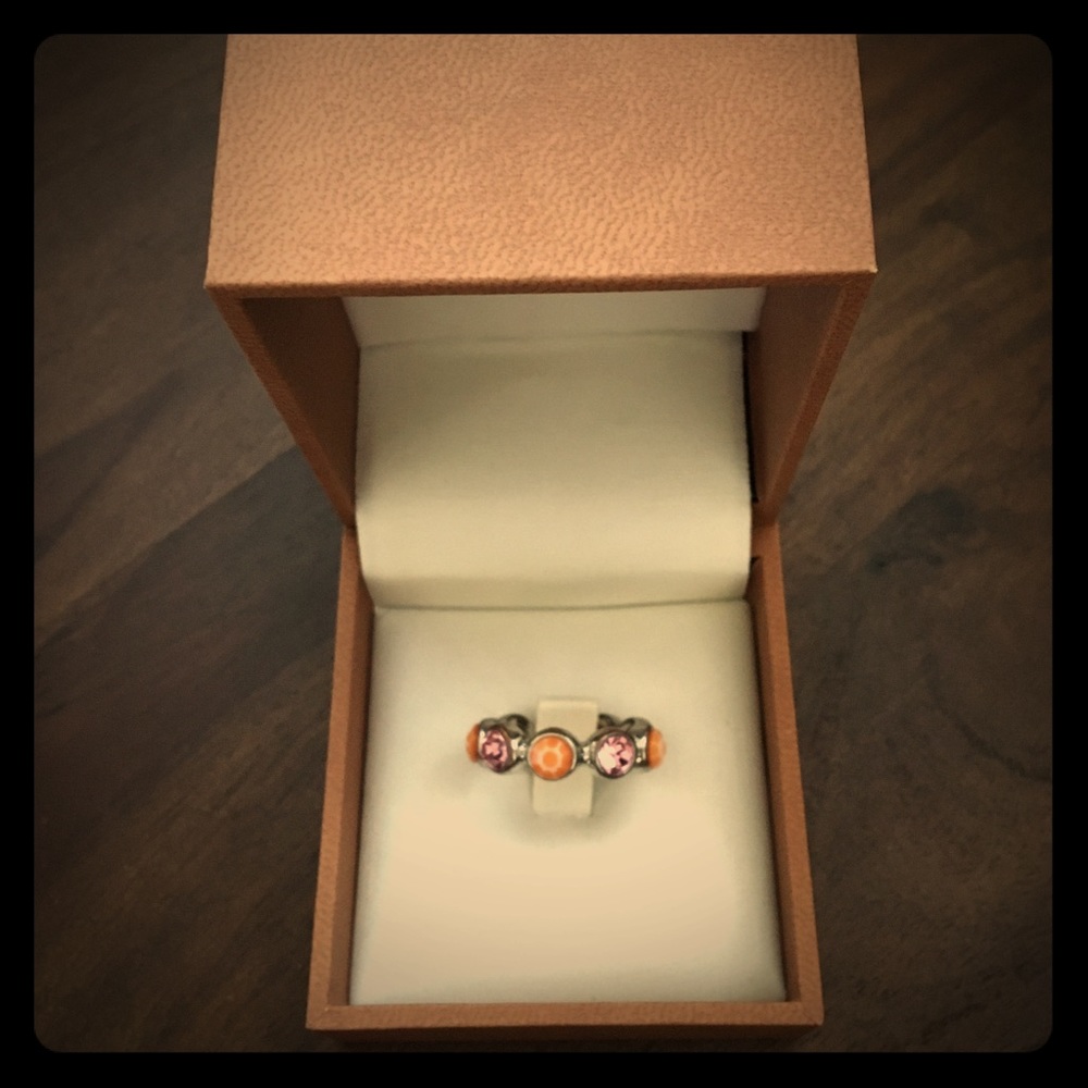 Orange/Pink 9-stone Ring